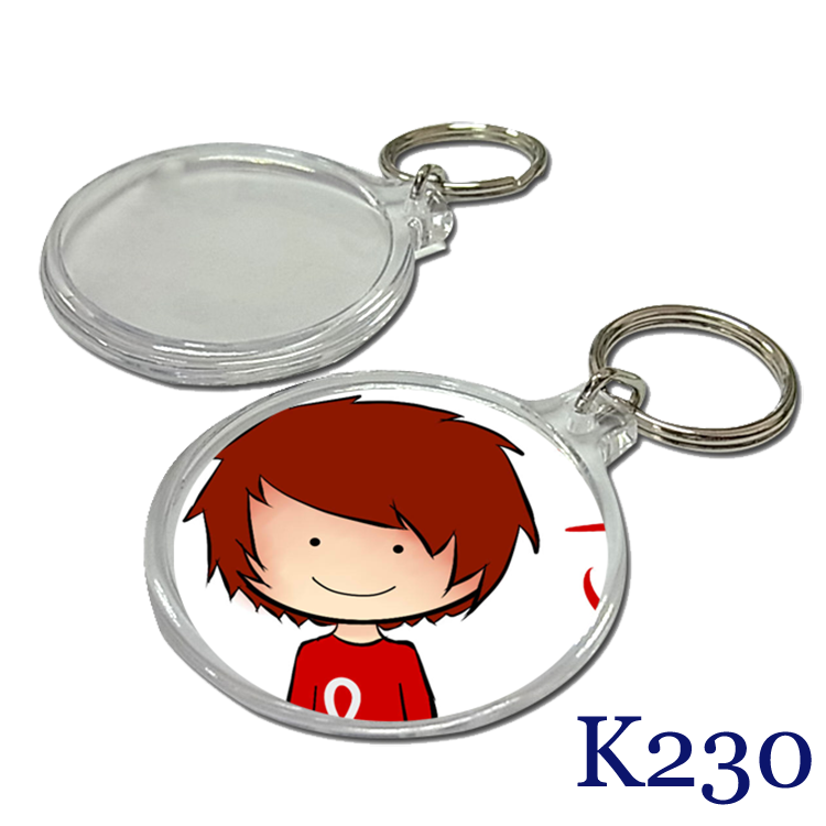 K230 Round Shaped Clear Plastic lens Snap lid Key holder 